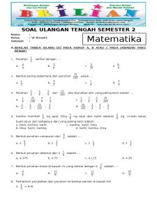 Soal Matematika Kelas 2 Sd Semester 2 Dalchaebi