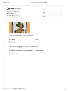 Latihan Soal SBDP Kelas 2 - Quizizz PDF