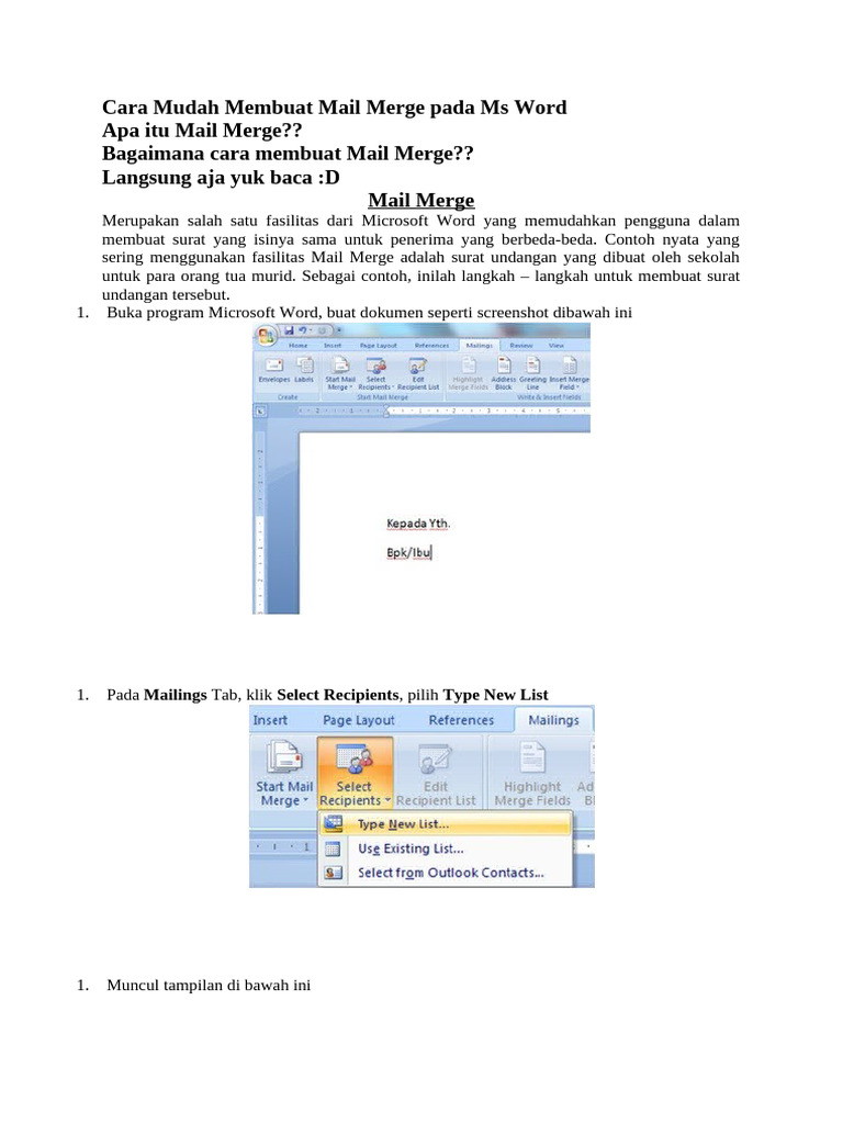 Cara Mudah Membuat Mail Merge Pada Ms Word PDF