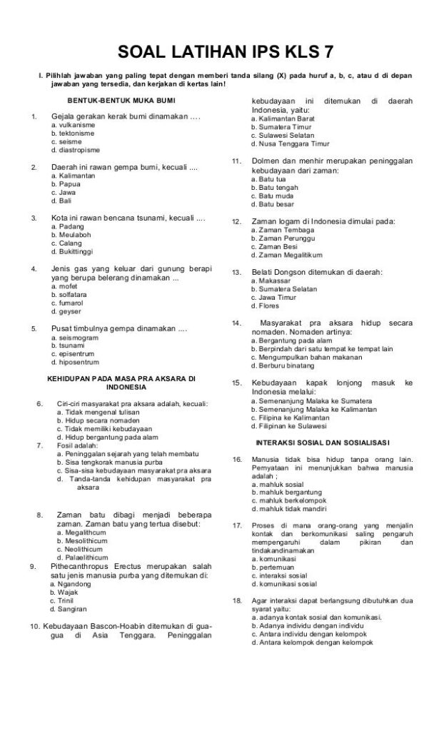 5 Contoh Soal IPS Kelas 7 Semester 1 Kurikulum Merdeka yang Wajib Dikuasai Siswa 2026