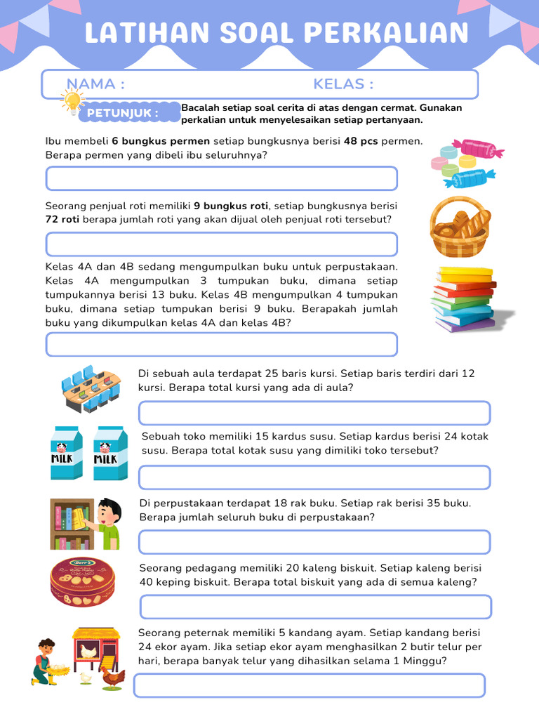 Soal Cerita Perkalian Kelas 4 SD PDF Soal Cerita Perkalian Kelas 4 SD PDF