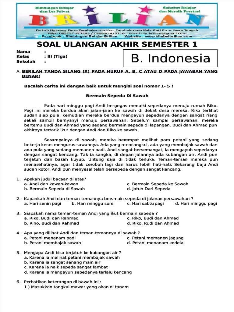 5 Fakta Penting Soal Bahasa Indonesia UTS Kelas 3 Semester 1 yang Wajib Tahu Agar Nilai Maksimal