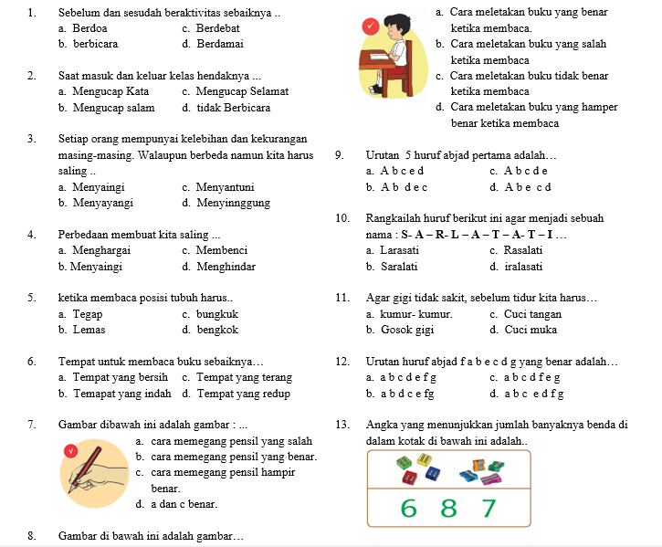Menyongsong Penilaian Akhir Contoh Soal Ujian Semester 1 Tematik Kelas