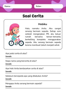 Soal cerita Ide membaca Materi membaca dan menulis Pemahaman membaca