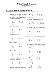 Soal Ulangan Matematika Kelas 7 Semester 1 Dalchaebi