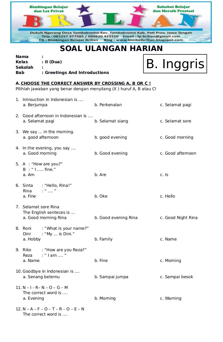 Akhirnya Ketemu Kumpulan Soal Bahasa Inggris Kelas 3 SD Mediafire Lengkap dengan Kunci Jawaban yang Wajib Dimiliki Akhirnya Ketemu Kumpulan Soal Bahasa Inggris Kelas 3 SD Mediafire Lengkap dengan Kunci Jawaban yang Wajib Dimiliki