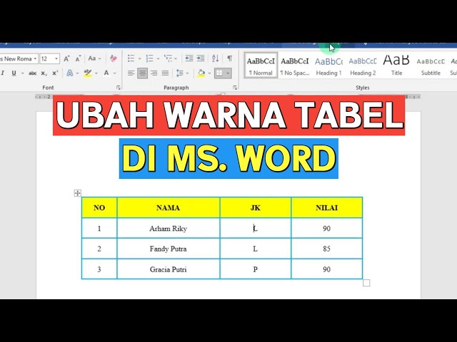 Cara Mengubah Warna Tabel di Word Ini Langkah Mudahnya