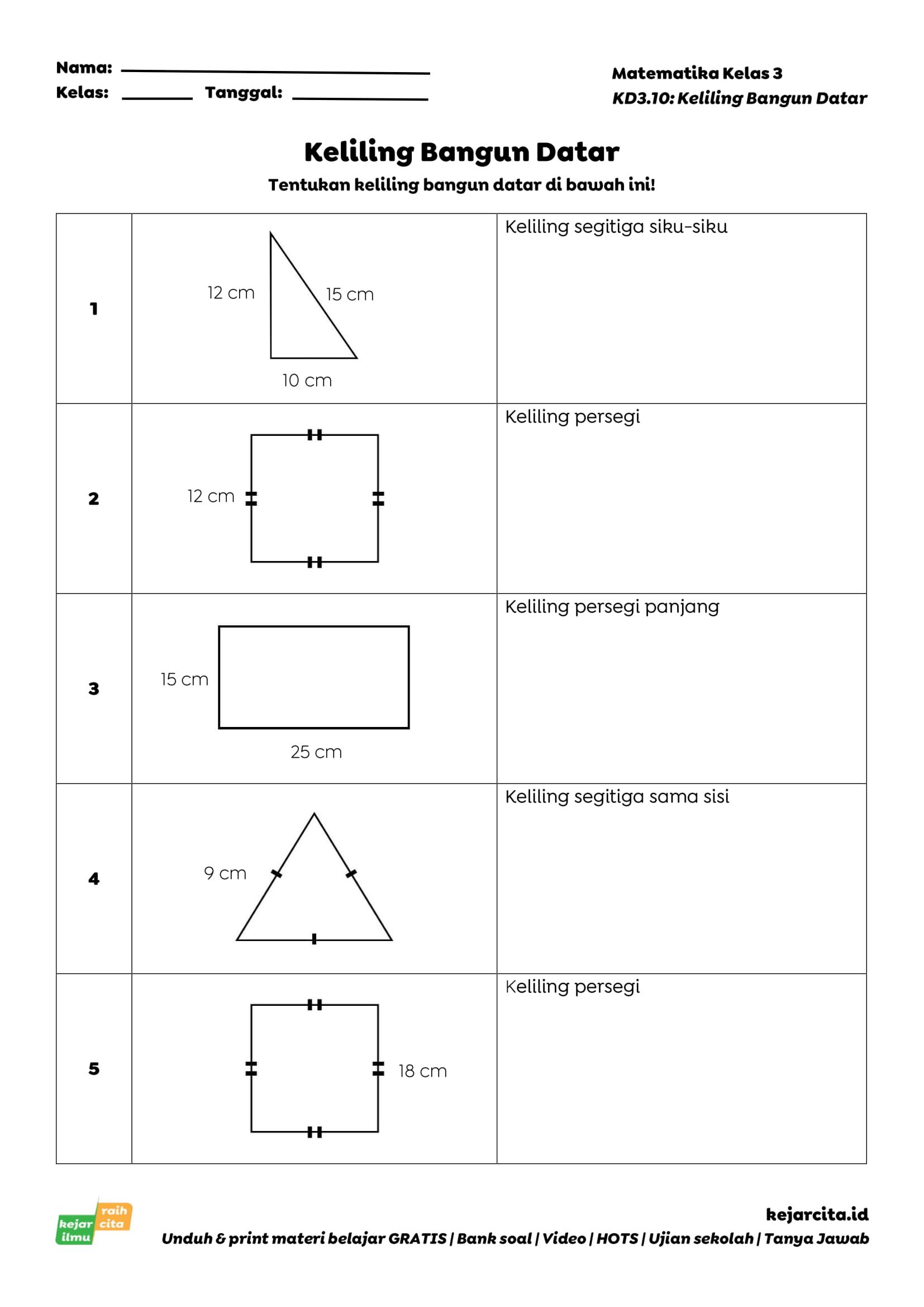 Soal Matematika Kelas 4 Bangun Datar - inPoint
