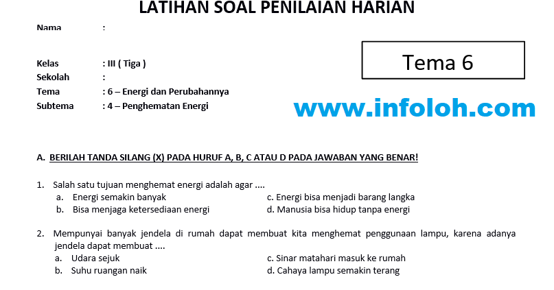 Rahasia Skor Tinggi dengan Latihan soal soal ulangan harian kelas 6 tema 4 revisi 2018
