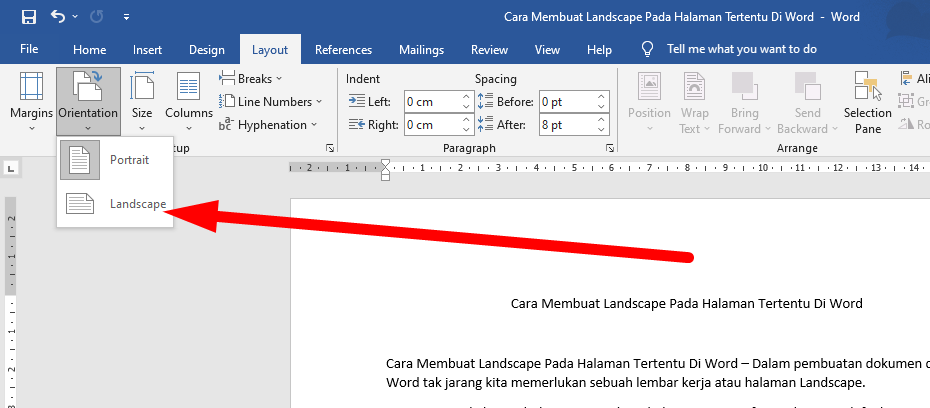 Ternyata Begini Cara Mengubah Landscape pada Salah Satu Paper di Word Agar Dokumen Rapi