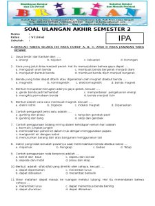 Latihan Soal Ipa Kelas 8 Semester 2 Dalchaebi