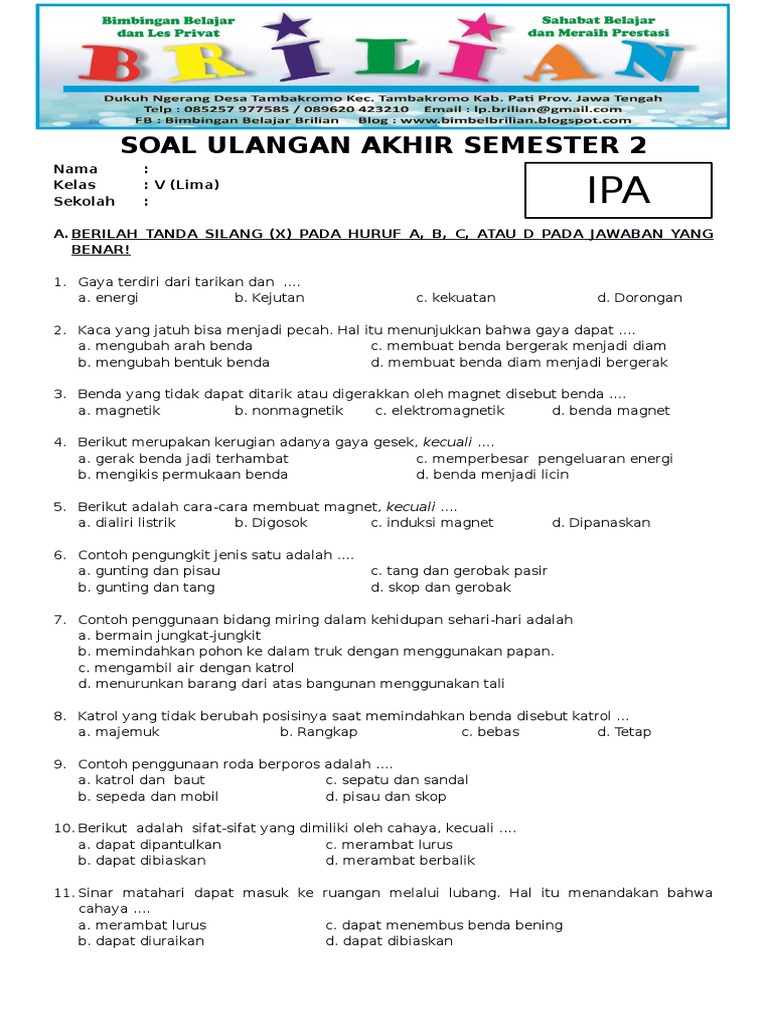 Ternyata Ini Bocoran Latihan Soal UKK IPA Kelas 8 Semester 2 yang Wajib Siswa Pelajari