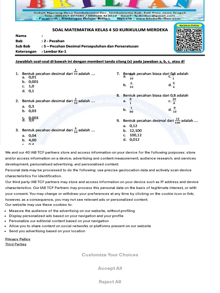 Ternyata Ini Rahasia Cepat Jawab Soal Pecahan Desimal Prosentase Kelas 4 Semester 2 Ternyata Ini Rahasia Cepat Jawab Soal Pecahan Desimal Prosentase Kelas 4 Semester 2